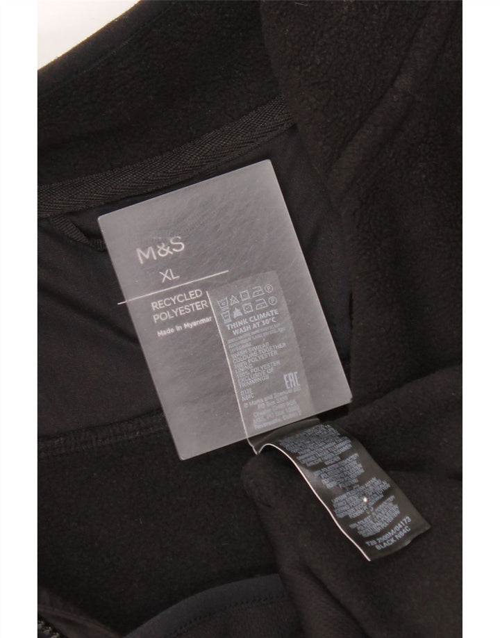 Marks & Spencer Mens Fleece Jacket UK 42 XL Black Polyester