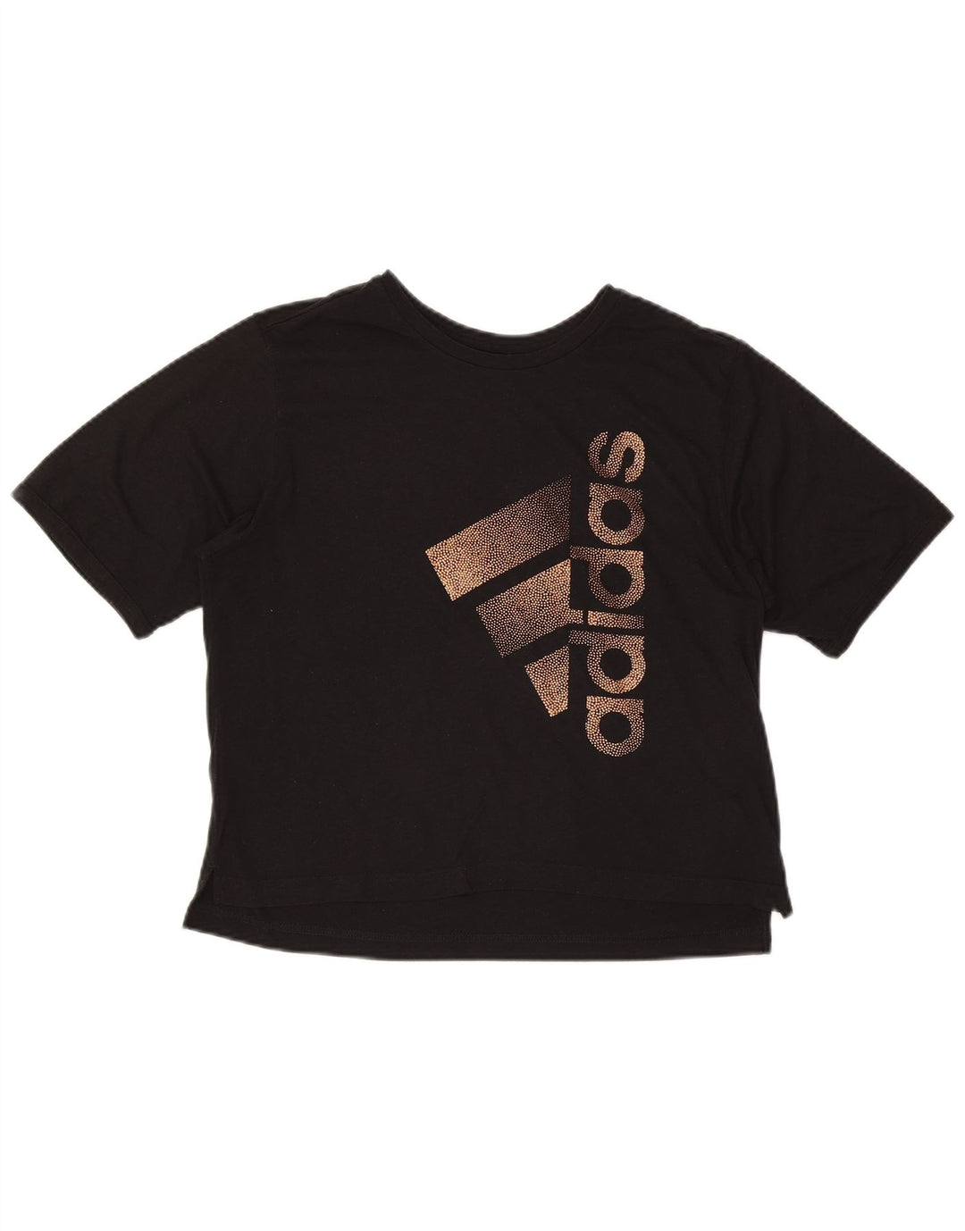 ADIDAS Womens Crop Graphic T-Shirt Top UK 14 Medium Black Polyester