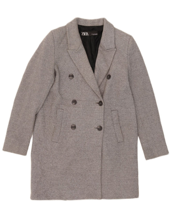 Cappotto doppiopetto vestibilità ampia da donna Zara UK 6 XS cotone gessato grigio