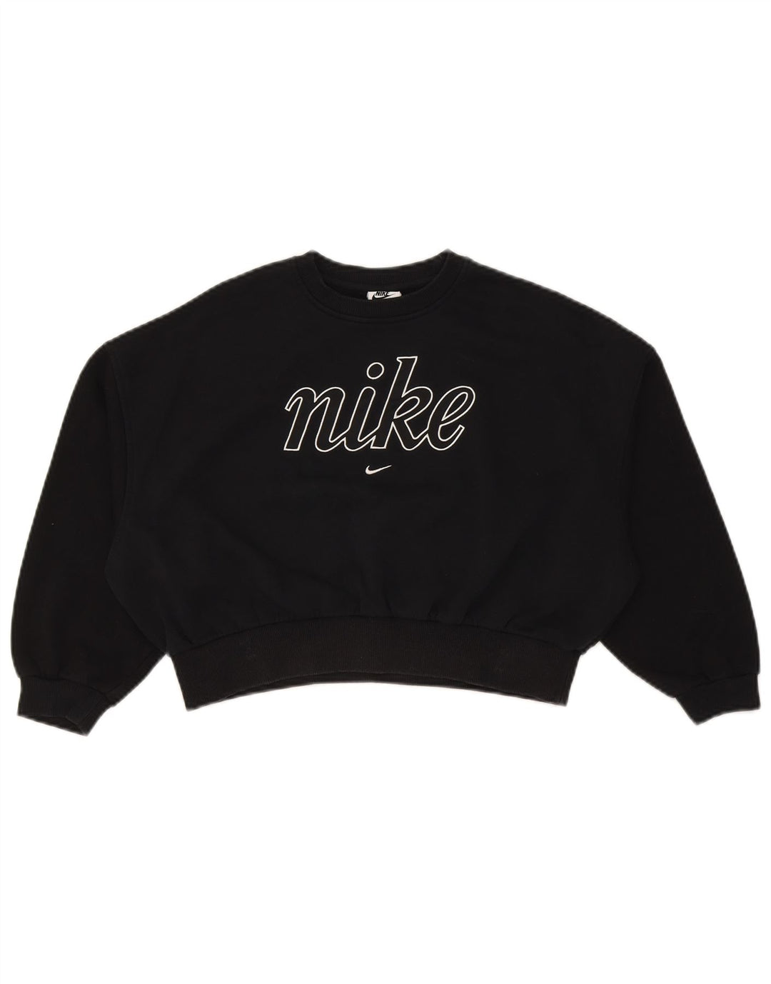 Nike Girls Oversized Crop Sweatshirt Jumper 10-11 år Medium Sort