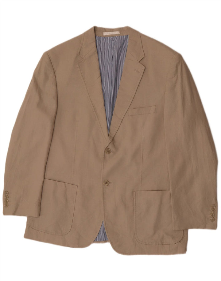 Marks & Spencer Mens 2 Button Blazer Jacket UK 42 Large Beige Linen