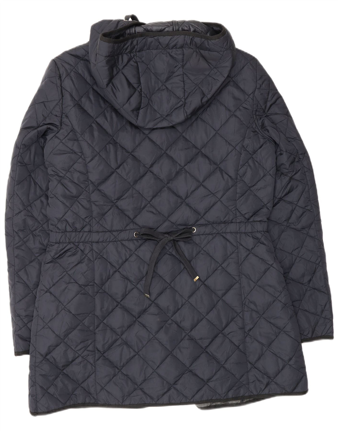 Massimo Dutti Womens Hooded Quilted Jacket UK 18 XL Navy Blue