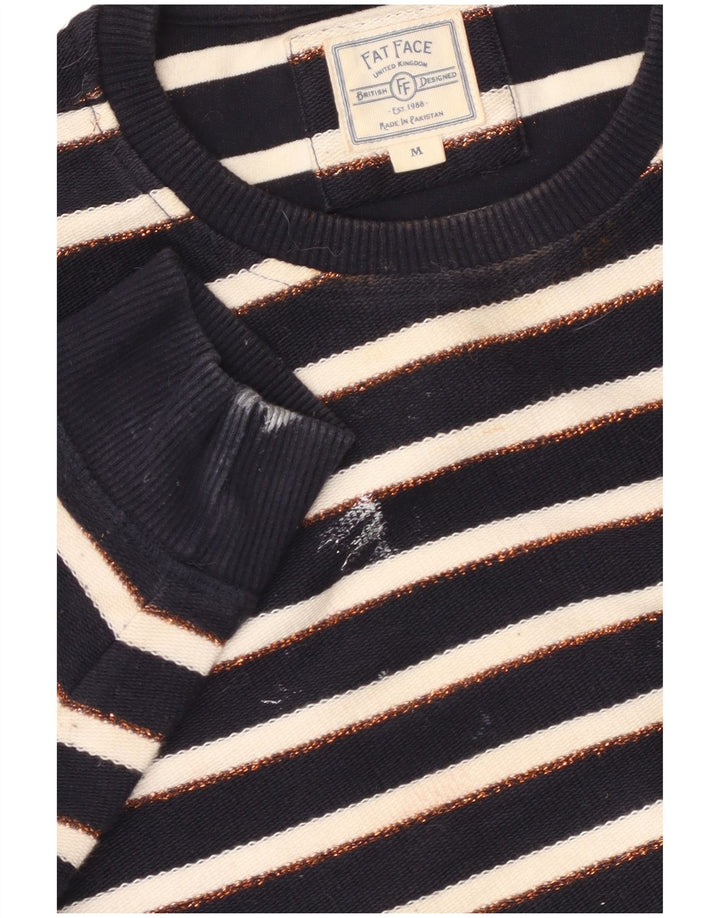 Felpa da donna Fat Face Jumper UK 14 Medium Navy Blue Striped Nautical
