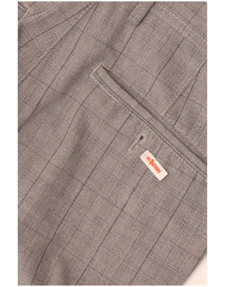 Zara Mens Slim Chino Trousers EU 38 Small W30 L28 Grey Check Polyester