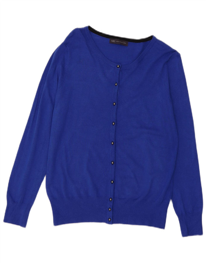 MARKS & SPENCER Dame cardigan sweater UK 12 Medium Blue Viscose