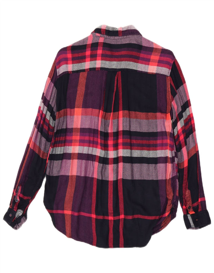 Joules Womens Flannel Shirt UK 12 Medium Black Check
