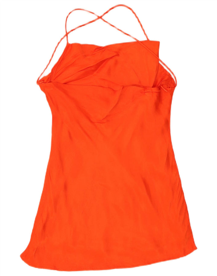 Zara Damen Neckholder-Top UK 10 Small Orange Viskose