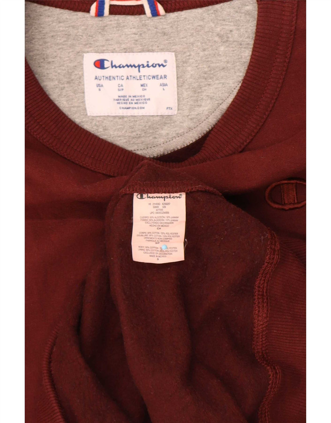 Champion Herren-Sweatshirt, Pullover, Größe S, Burgunderrot, Baumwolle