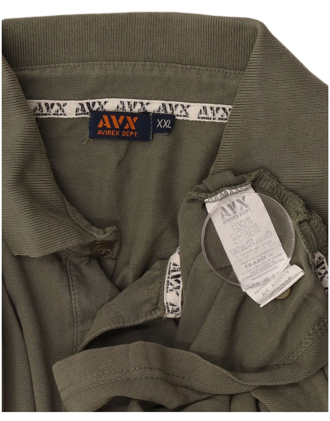 Avirex Mens Polo Shirt 2XL Khaki Cotton