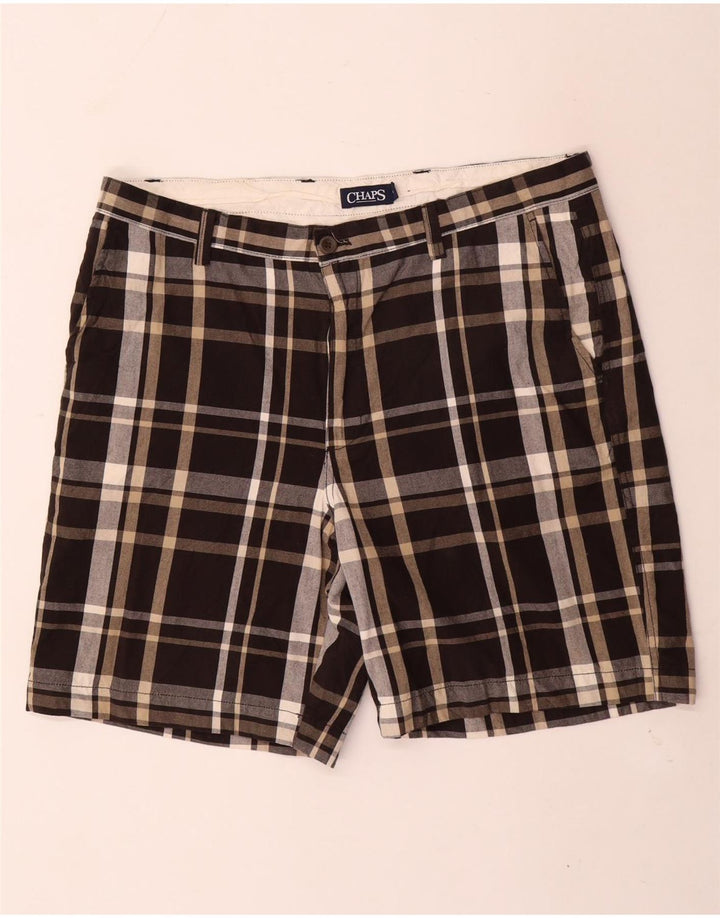 Chaps Mens Chino Shorts W38 XL Brown Check Cotton