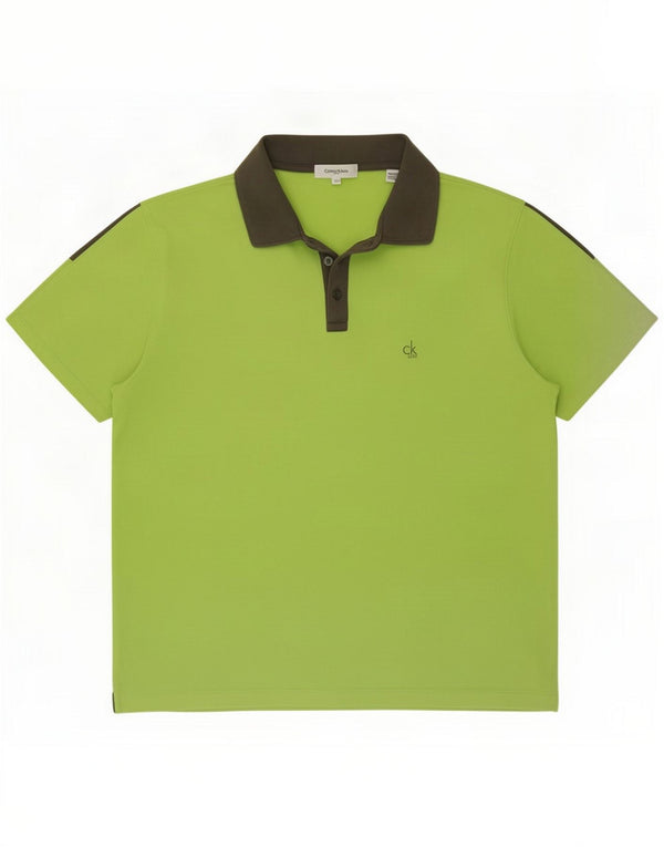 Calvin Klein Polo de rugby pour homme Large en coton vert