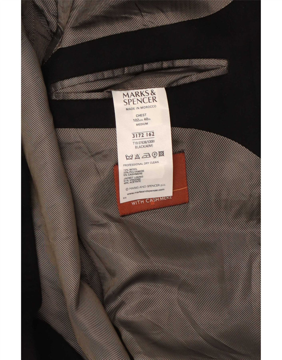 Jaqueta blazer masculina de 3 botões Marks & Spencer Reino Unido 38 lã preta média