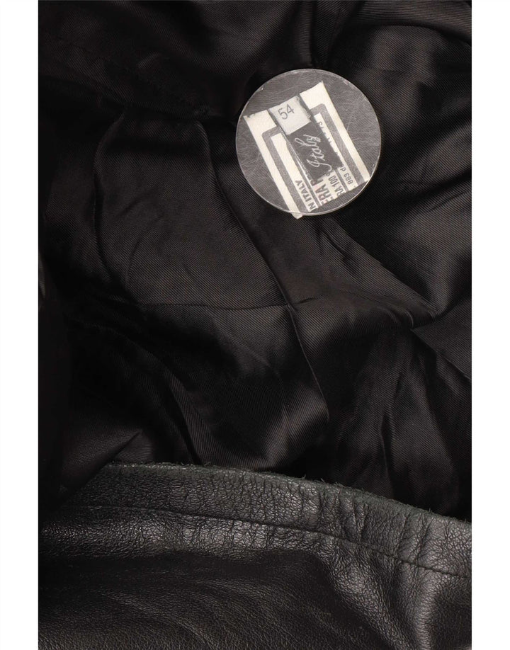 Giacca in pelle vintage da uomo IT 54 2XL Pelle nera