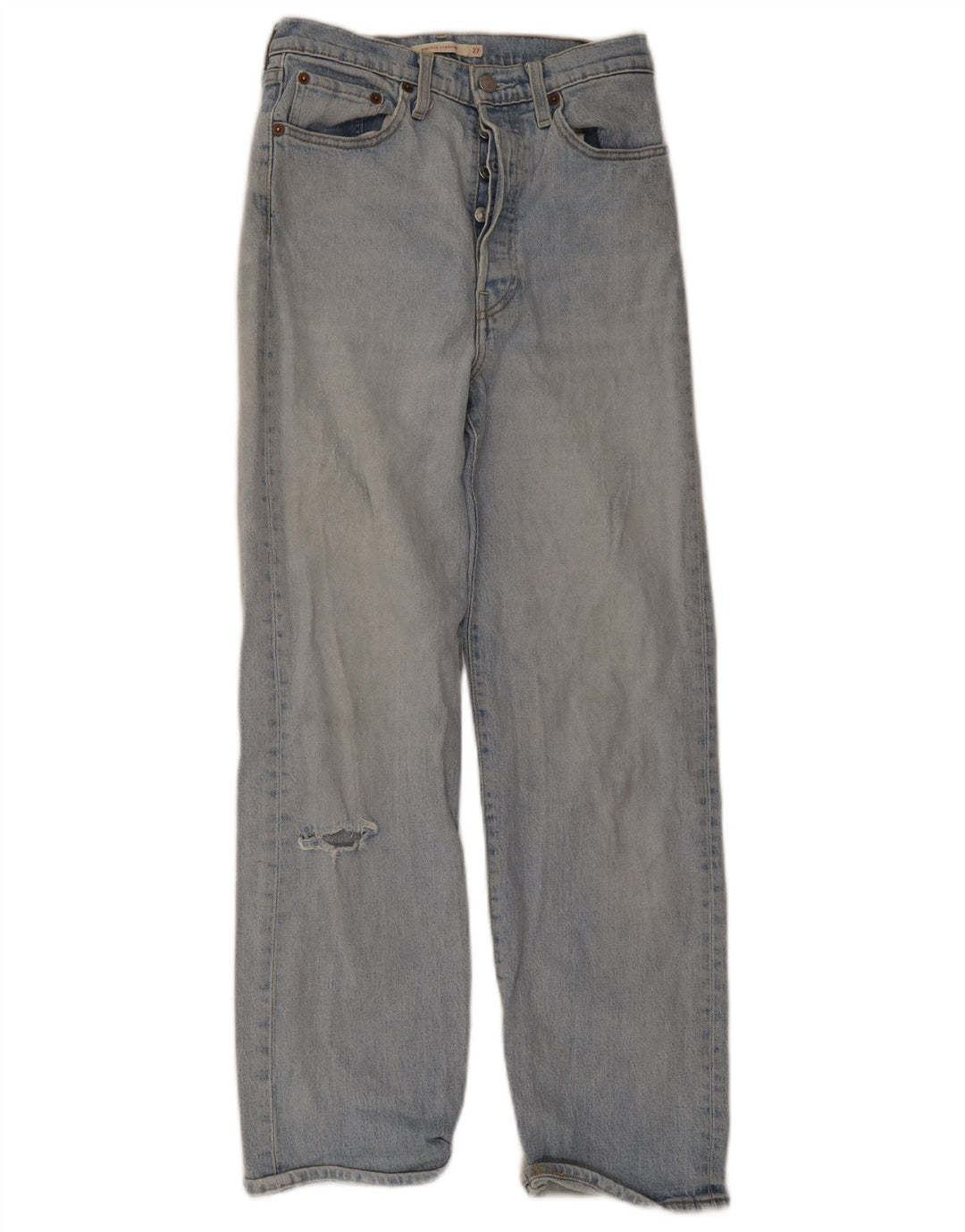 Levi's Womens Ribcage Distressed Straight Jeans W27 L29 Blue Cotton
