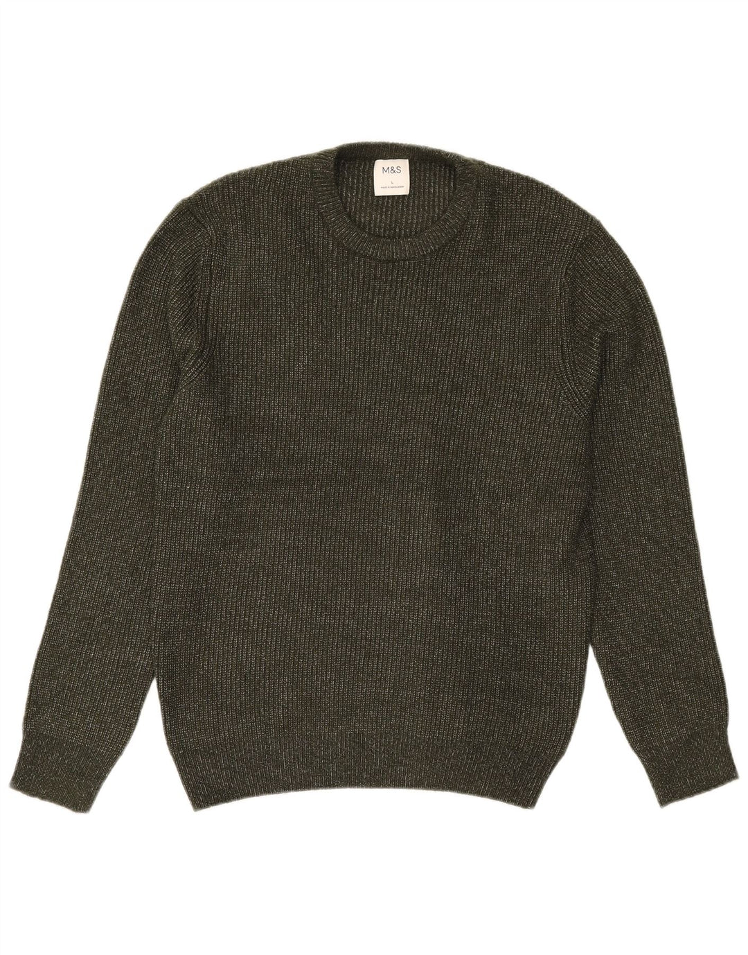 Marks & Spencer Mens Crew Neck Jumper Sweater Large Khaki Polyamide