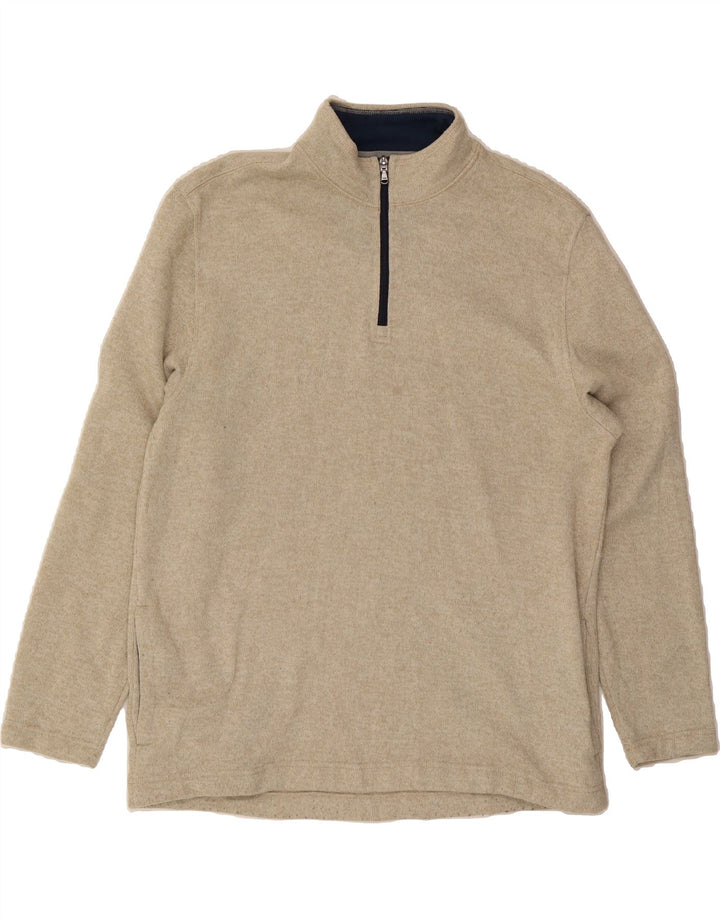 IZOD Mens Zip Neck Sweatshirt Jumper XL Beige Polyester Vintage Izod and Second-Hand Izod from Messina Hembry 