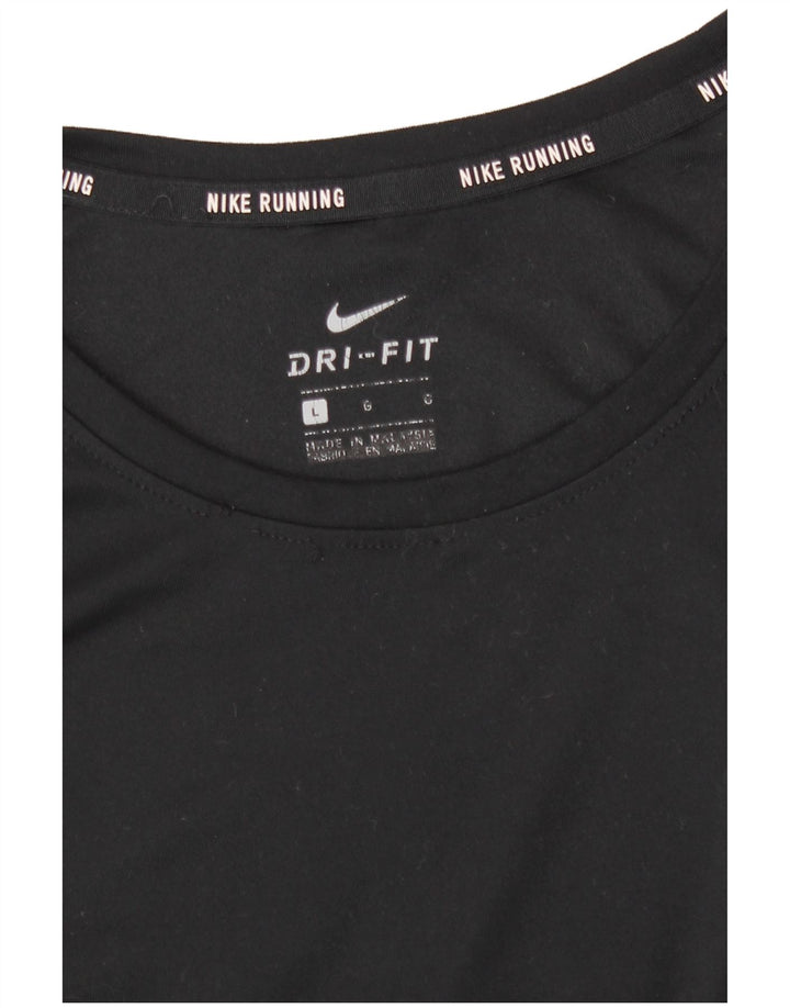 Nike Womens Dri Fit Top Long Sleeve UK 14 Large Black Polyester