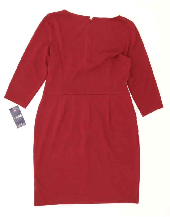 CHAPS Womens Petite 3/4 Sleeve Sheath Dress US 14 XL Red Polyester Vintage Chaps and Second-Hand Chaps from Messina Hembry 