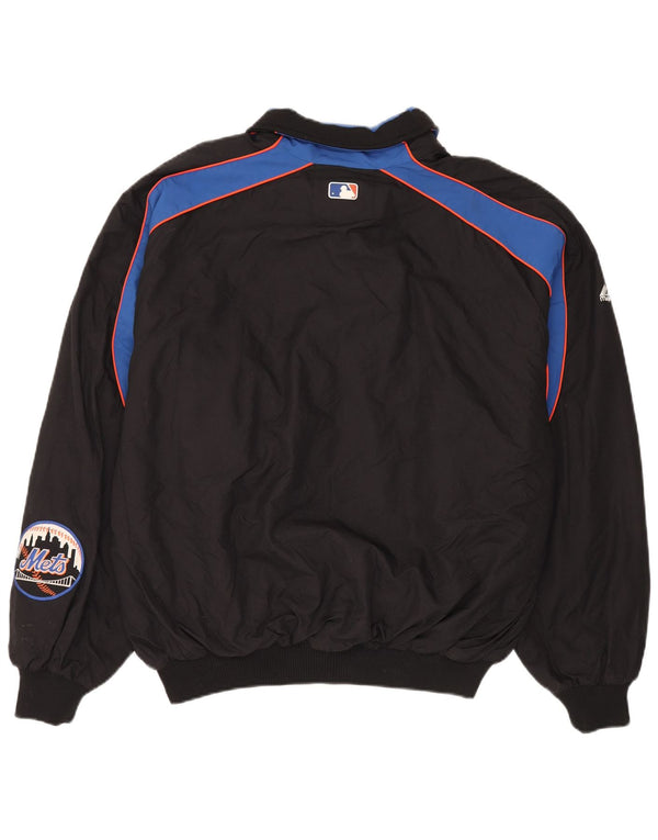Majestic Mens Mets Graphic Chándal Top Chaqueta XL Negro Colorblock Nylon