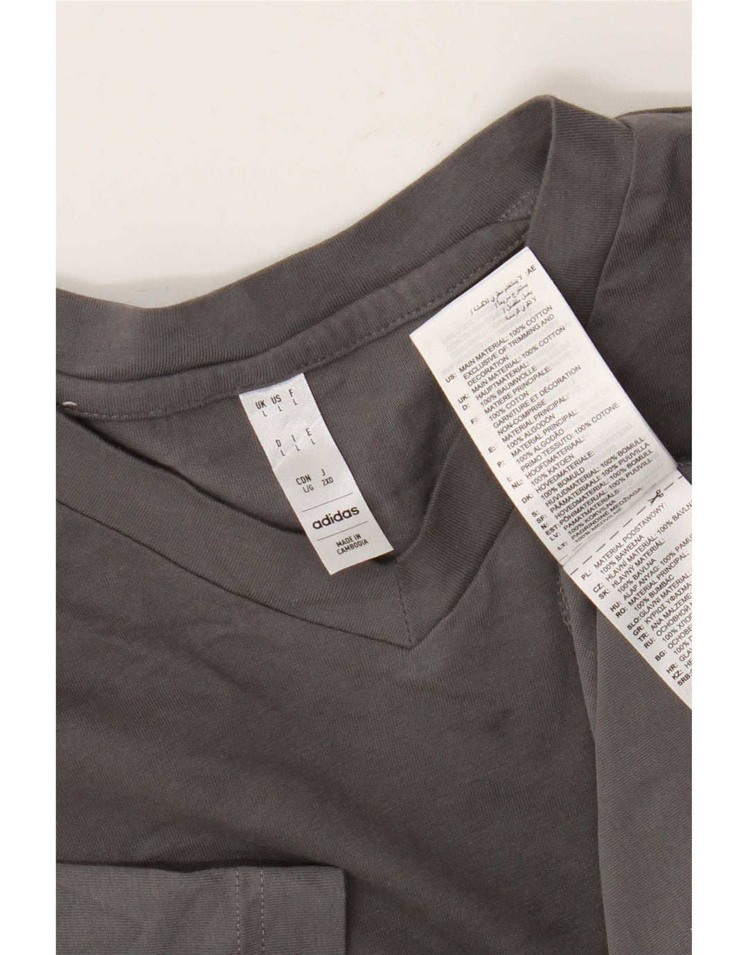 Adidas Mens T-Shirt Top Large Grey Cotton