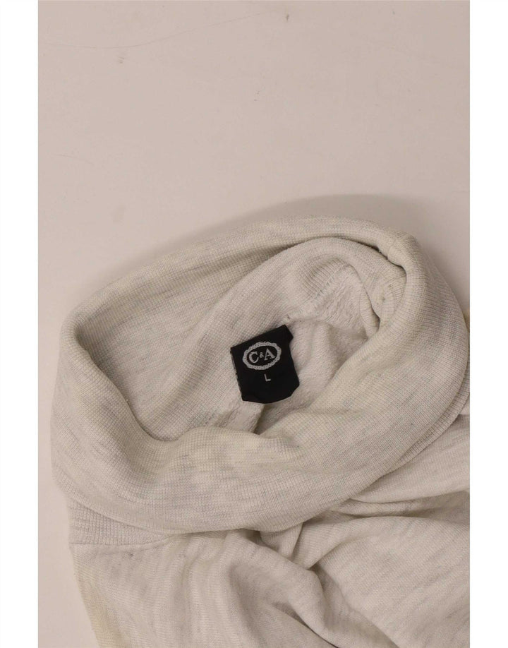 C & A Mens Roll Neck Jumper Sweater Large Grey Flecked Cotton