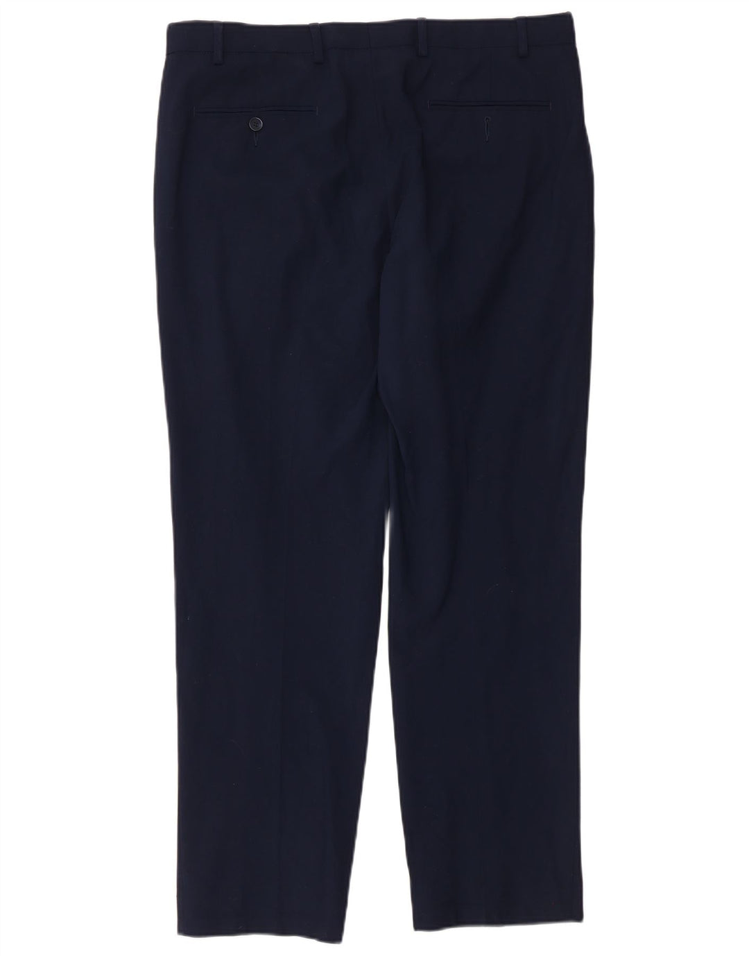 Marks & Spencer Mens Regular Fit Casual Trousers W36 L31 Navy Blue Wool