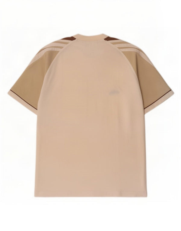 Adidas Mens T-Shirt Top UK 40/42 Medium Beige Colourblock Cotton