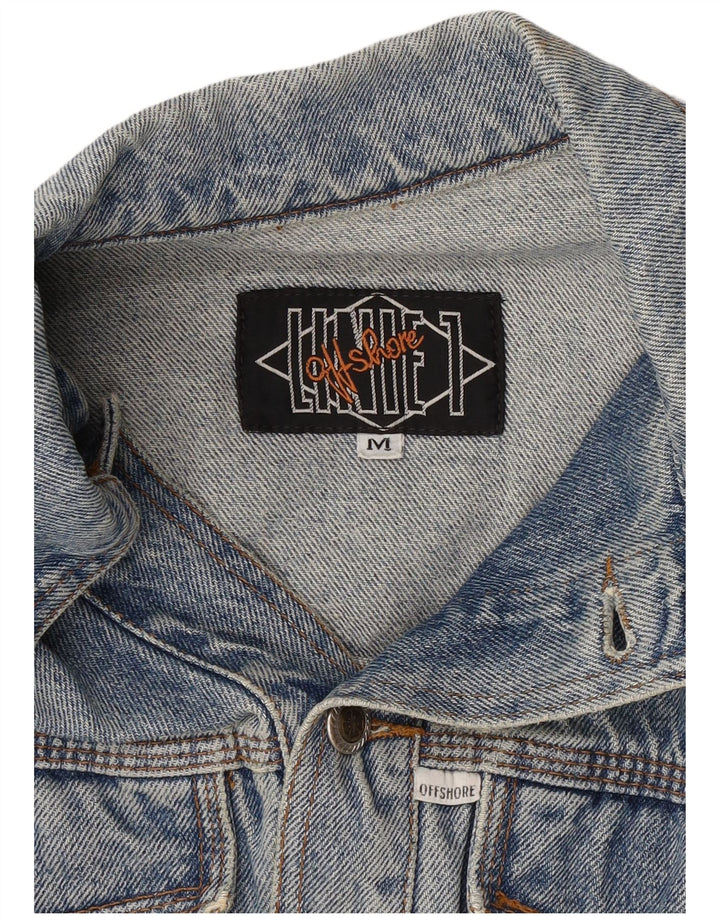 OFFSHORE Womens Crop Denim Jacket UK 14 Medium Blue