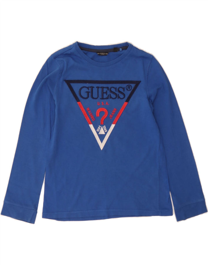 GUESS Boys Graphic Top Long Sleeve 7-8 Years Blue Cotton Vintage Guess and Second-Hand Guess from Messina Hembry 