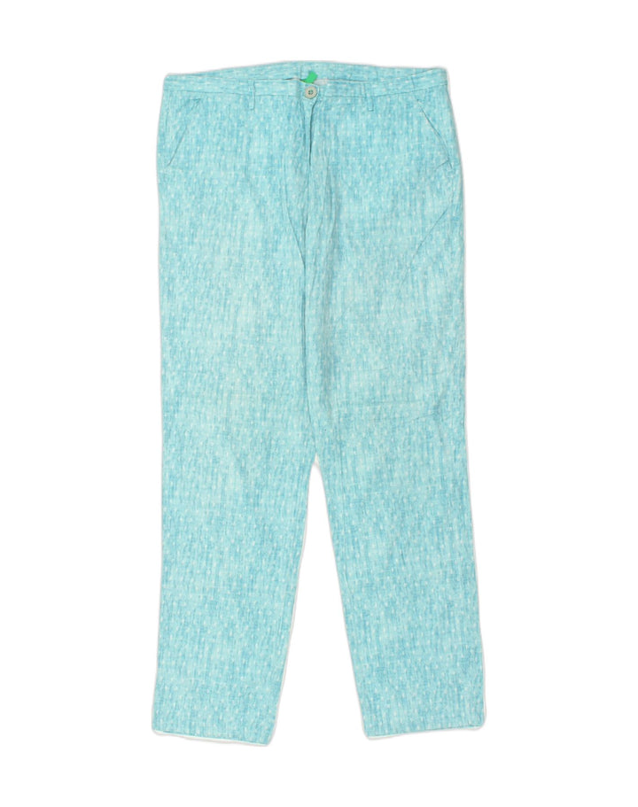 BENETTON Womens Slim Casual Trousers UK 12 Medium W32 L29  Blue Spotted | Vintage Benetton | Thrift | Second-Hand Benetton | Used Clothing | Messina Hembry 