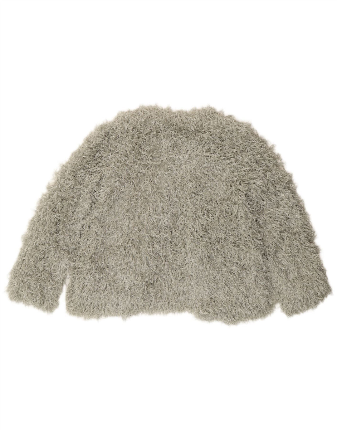 Zara Womens Faux Fur Crop Jacket UK 10 Small Grey Polyester