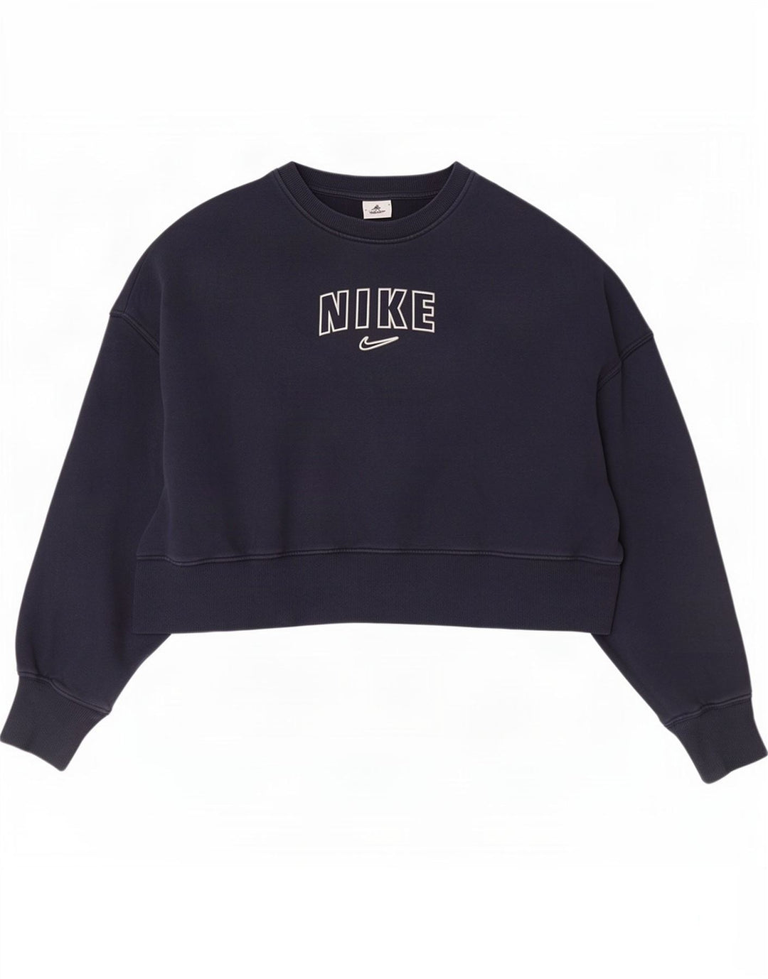 Nike Womens Oversized Crop Graphic Sweatshirt Pullover UK 10 Small Marineblau