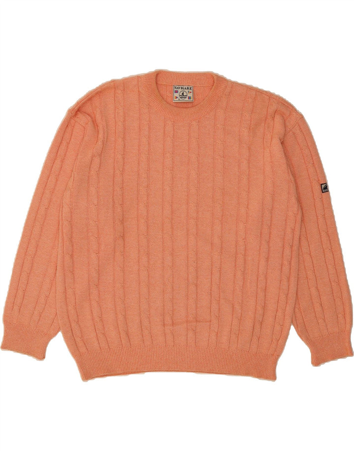NAVIGARE Mens Crew Neck Jumper Sweater XL Orange Cotton Vintage Navigare and Second-Hand Navigare from Messina Hembry 