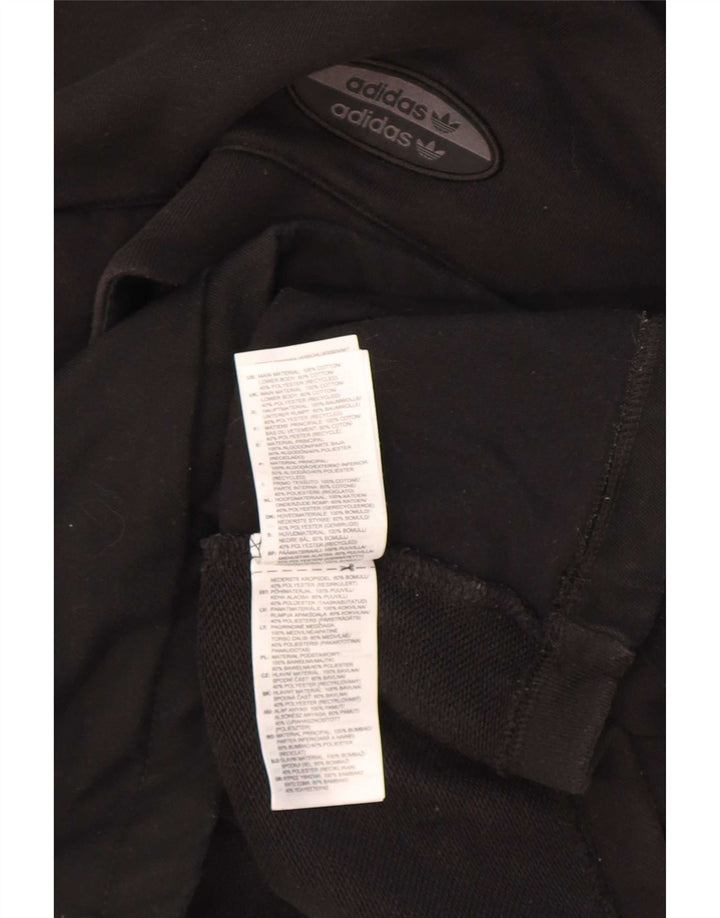 Adidas Mens Button Neck Sweatshirt Jumper Medium Black Cotton