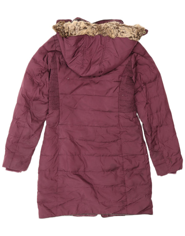 Cappotto imbottito con cappuccio da donna Joules UK 8 piccolo poliestere bordeaux