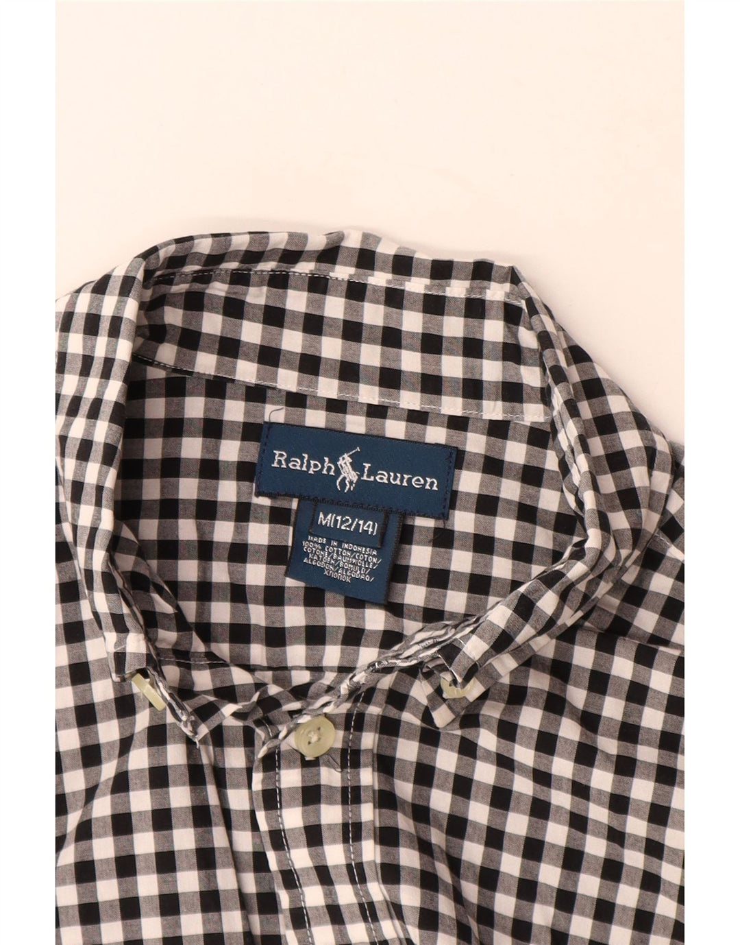 Ralph Lauren Boys Graphic Shirt 12-13 Years Medium  Black Gingham Cotton