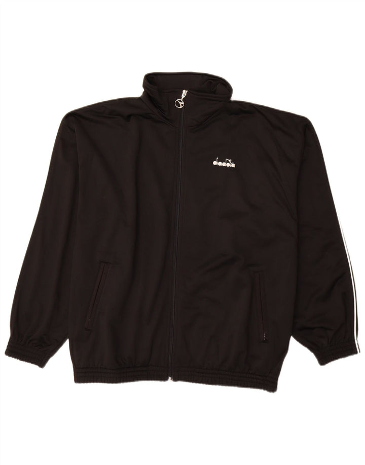 DIADORA Mens Tracksuit Top Jacket UK 42 Large Black Polyester
