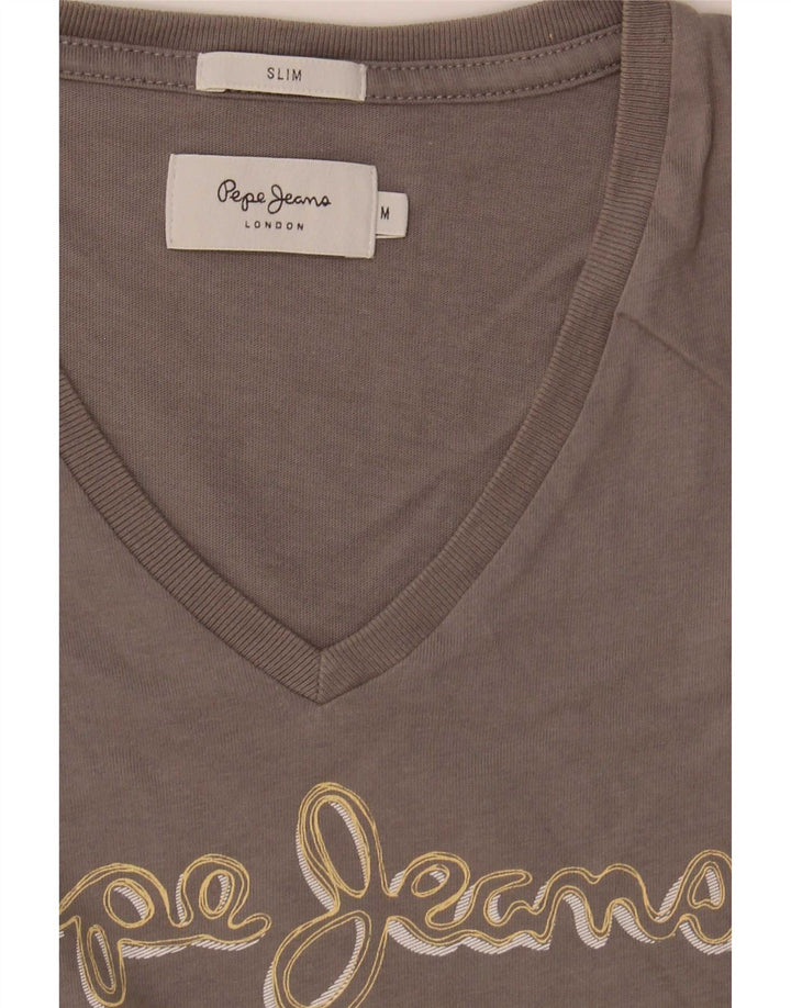 PEPE Jeans Mens Slim Graphic T-Shirt Top Medium Grey