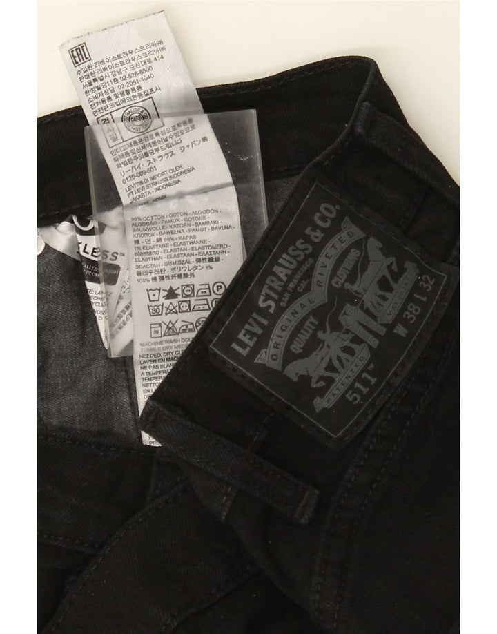 Levi's Mens 511 Slim Jeans W38 L32 Μαύρο βαμβακερό