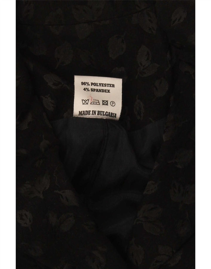 Jaqueta Blazer Feminina Vintage Longline 6 Botões IT 40 Floral Preto Pequeno