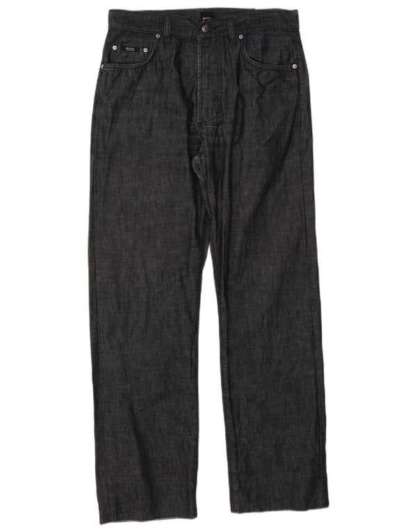 Pantalones Hugo Boss Hombre Rectos Casuales W33 L30 Algodón Azul Marino