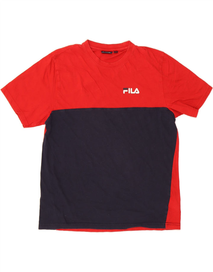 FILA Mens T-Shirt Top Large Red Colourblock Cotton Vintage Fila and Second-Hand Fila from Messina Hembry 