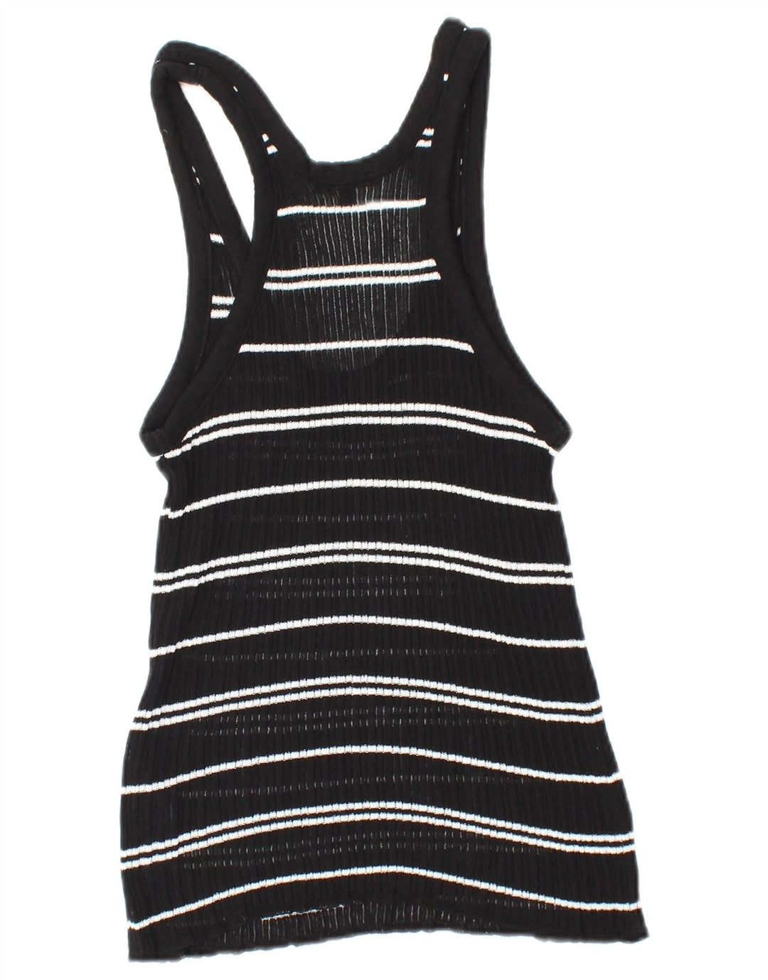 MASSIMO DUTTI Womens Vest Tank Top UK 12 Medium Black Striped Viscose