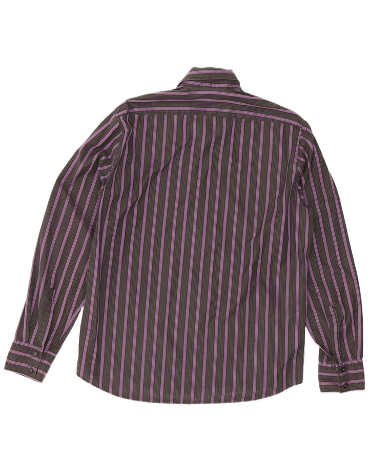 Hugo Boss Mens Classic Fit Shirt Medium Purple Striped Cotton