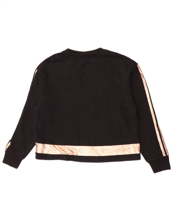 Dkny Womens Oversized Crop Sweatshirt Jumper UK 10 Small Black Colourblock