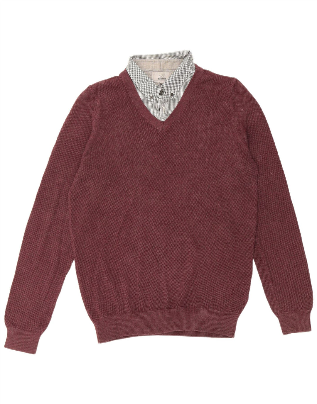 Marks & Spencer Mens Regular Fit Polo Neck Jumper Sweater Small Burgundy
