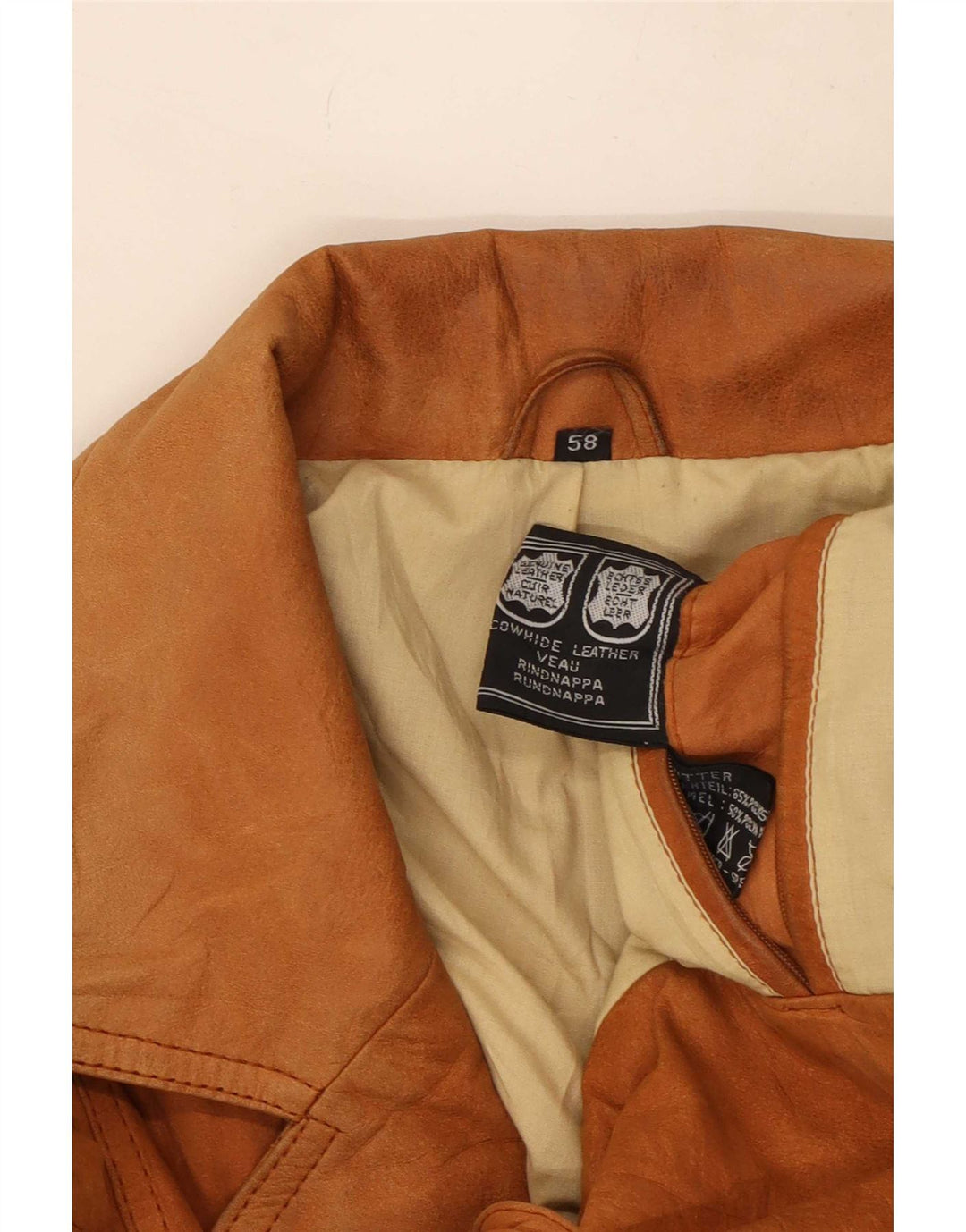 Vintage férfi 3 gombos bőr blézerkabát EU 58 4XL barna