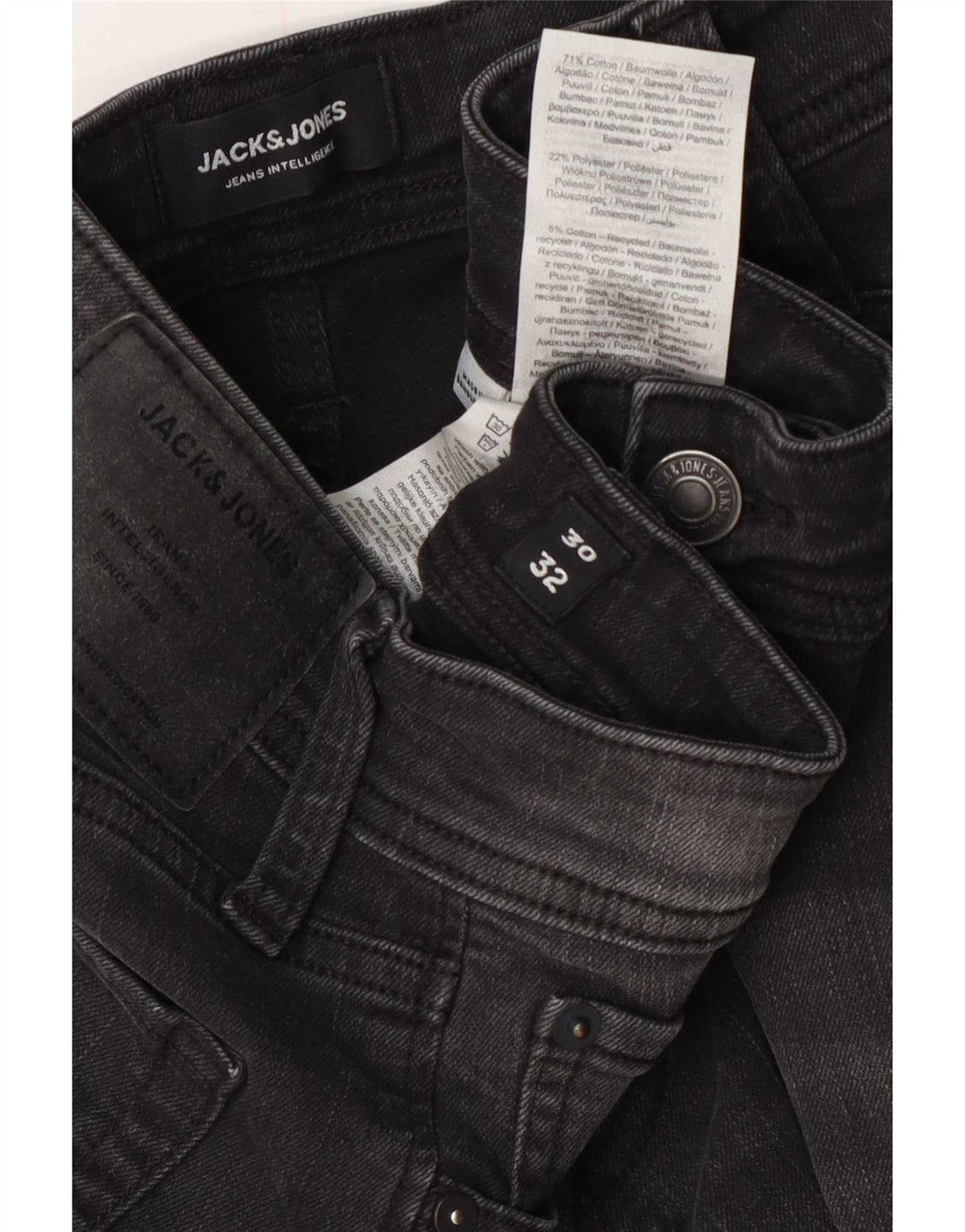 Jack & Jones Mens GLENN Slim Jeans W30 L32 Black Cotton