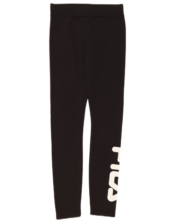 Fila Womens Graphic Leggings UK 8 Small  Black Polyester
