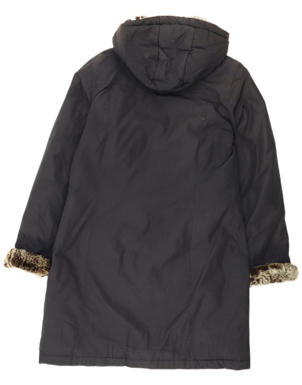 Palton căptușit cu glugă Woolrich pentru femei UK 20 2XL Bumbac bleumarin